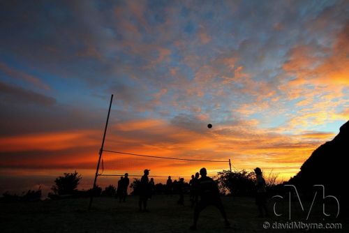 Sunset volleyball outside Laban Rata Resthouse on Mt. Kinabalu, Malaysian Borneo. June 22nd 2012 (11mm, 1/100sec, f/6.3, iso160)