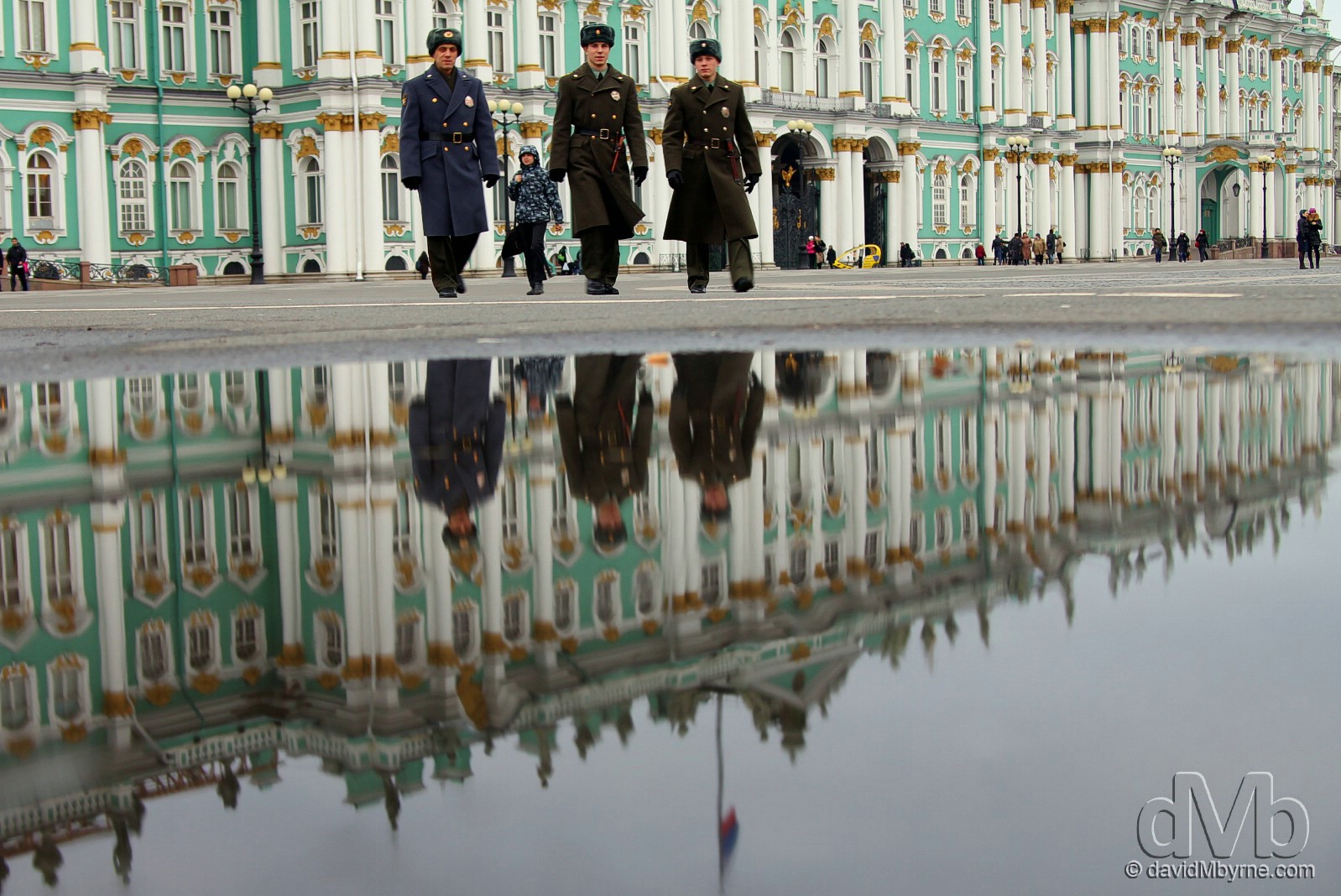 Reflections of the facade of the Winter Palace in  Palace Square, St Petersburg, Russia. November 2012 (EOS 60D || 